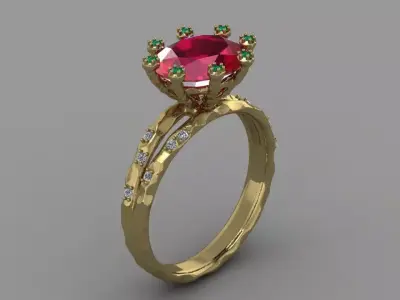 Ring Stone flower  3D print model
