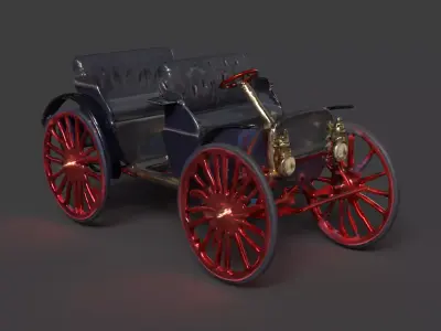 Vintage buggy  car figure  Low-poly 3D model