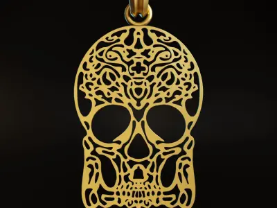 Skull Stylized Pendant Amulet Necklace Design 3D print model