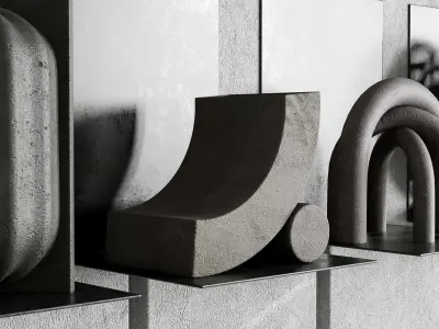 Metal Shelves Decorative With Book - metal Rack Low-poly 3D model