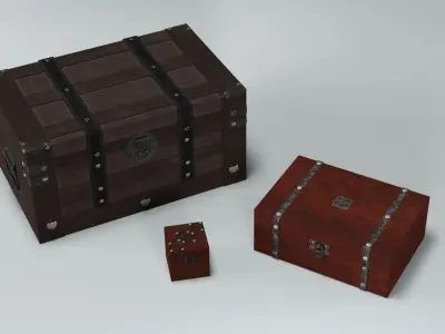 Wooden boxes 3D Model Collection