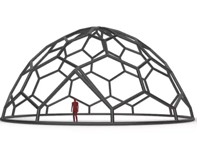 Hexagonal Dome structure Wireframe with Entry 3D model