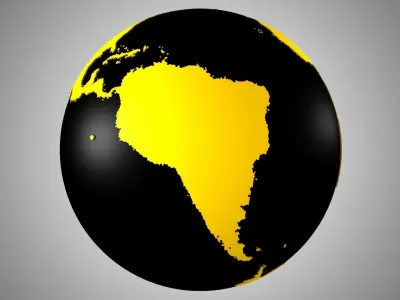 Solid Color Black Yellow Globe 3D model