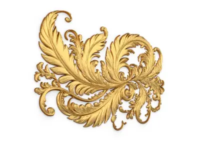 feather decor set wall mural 09 3D model