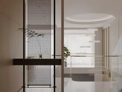 Modern living room dining room interior scenes 282 3D model