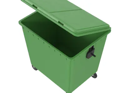 Wheeled Trash Bin Low-poly 3D model
