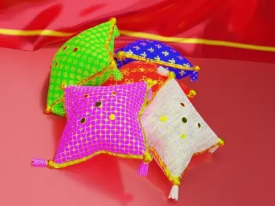 Royal Pillow Set Low-poly 3D model