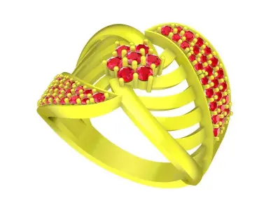 Luxury Interwoven Floral Diamond Ring 3D Model 5739 3D print model