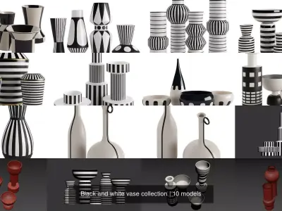 Black and white vase collection