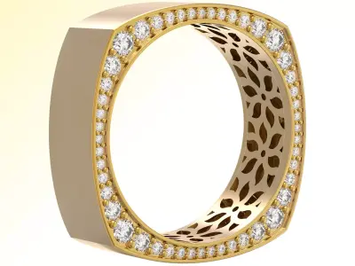 Square Frame Luxury Diamond Ring Unisex Couple Matching Set 3D print model