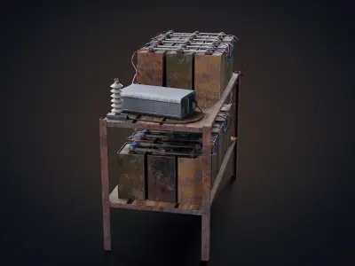 Handmade battery bank Low-poly 3D model