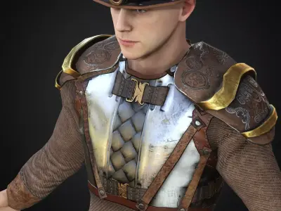  Steampunk rigged character Low-poly 3D model