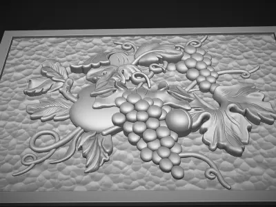 A beautiful grape bas-relief 3D print model