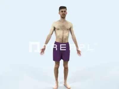 Posture J Beach Animated Rigged Sports Man Low-poly 3D model