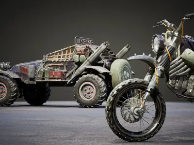 Last Guns - Apocalyptic Buggy and Motorbike Pack Low-poly 3D model