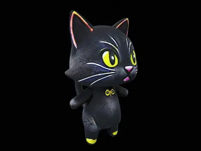 cute black cat plush 3D model