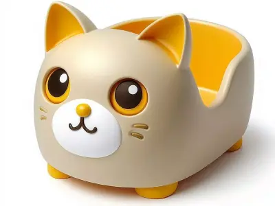 Cat Decor Pot 3D Model 3D print model