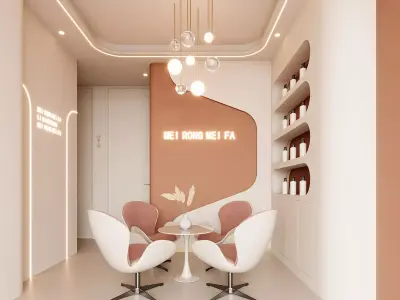 Soft Minimal Beauty Salon Waiting Area 3D model