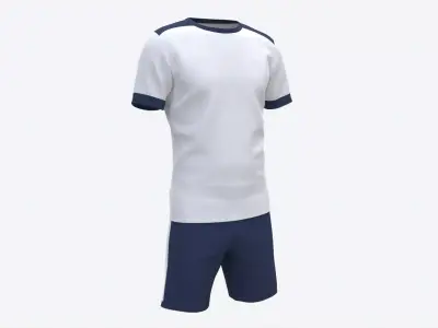 Soccer T-shirt and Shorts White 3D model