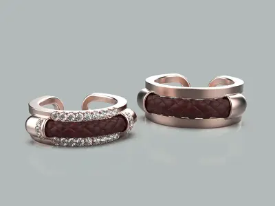 Gold and leather ring in male and female styles and 14 sizes 3D print model