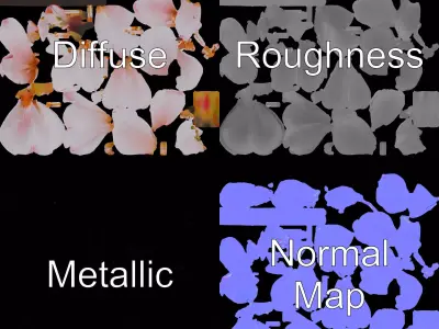 Cherry Blossom Branch model pack Low-poly 3D model