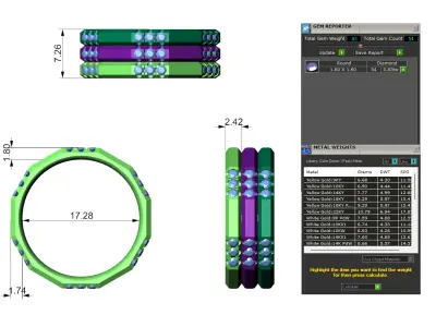 Three Tone Stackable Diamond Band 3D print model