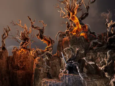 Twisted snags Low-poly 3D model