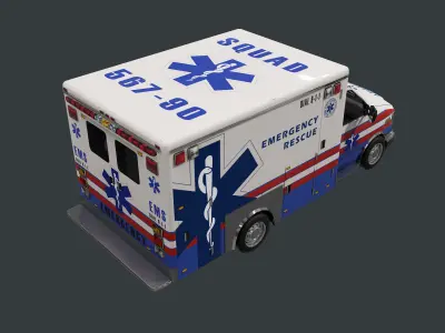 Vehicle Ambulance Rescue Truck Game Ready 06 Low-poly 3D model