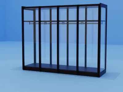 Transparent Wardrobe poliform Glass and Wood Low-poly 3D model