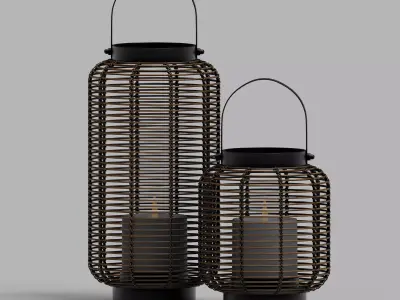 Brigton Rattan Lantern Low-poly 3D model