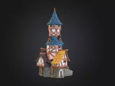 Medieval Tower House Low-poly 3D model