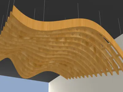 Parametric Wavy Wooden Suspended Ceiling with Grasshopper 3D model