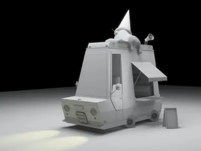 ice cream car  Low-poly 3D model