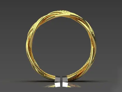 Luxury textured ring with yellow gold model gr0075 3D print model