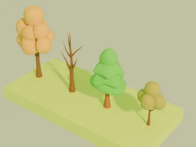 Low Poly Cartoon Trees Free Pack Free low-poly 3D model