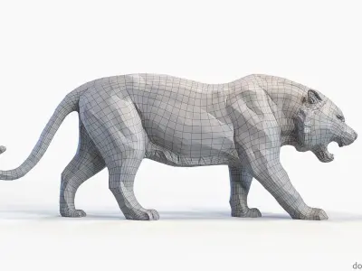 Decorative Tiger statuette PBR Low-poly 3D model