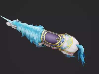 Animated Low-poly Unicorn with saddle Low-poly 3D model