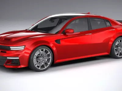 Generic Muscle Sedan 2022 LowPoly 3D model