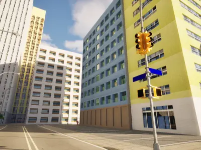 City Downtown Skyscraper Street - Unreal - Lot 10 Low-poly 3D model