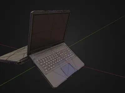 Black Oldschool Laptop Notebook Low-poly 3D model