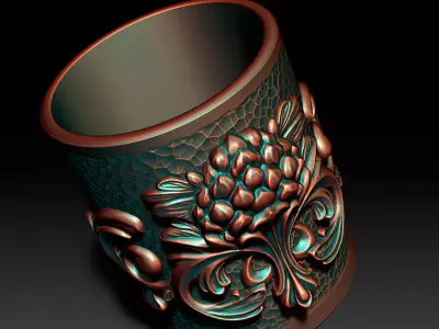 Faceted Cup with Decorative Element - Koozie for miniCola Cans 3D print model