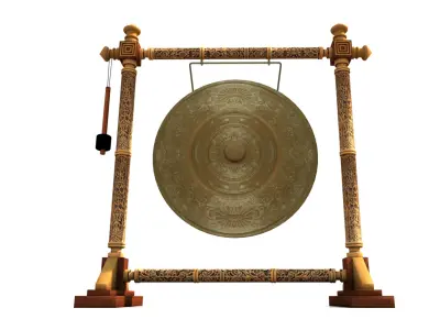 Asian classic decorative gong Low-poly 3D model