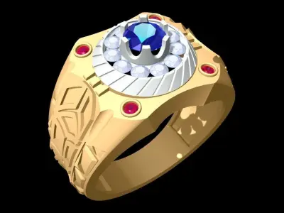 Diamond Rings - Mens Ring - N1928 3D print model