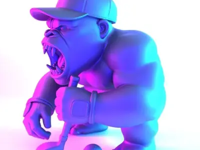  Jewelry Base Gorilla Silverback Golf Statue toy 3D print model