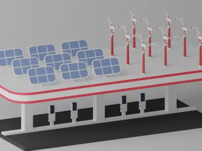 Green Energy EV Charging Station 3D model