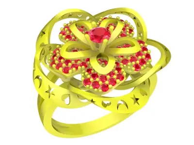 Luxury Floral Ruby Cluster Ring 3D Model 5750 3D print model