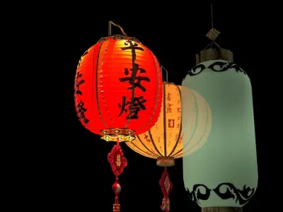 Chinese red lantern 3D model 73