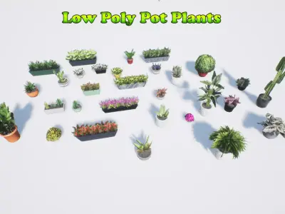 Low poly pot plants Low-poly 3D model