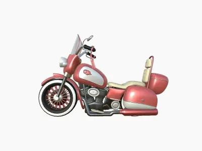 Motorcycle Cartoon B09 Light Red - Custom Vehicle Design Low-poly 3D model