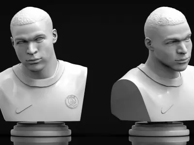 Kylian Mbappe 3D Printable Bust 3D print model
